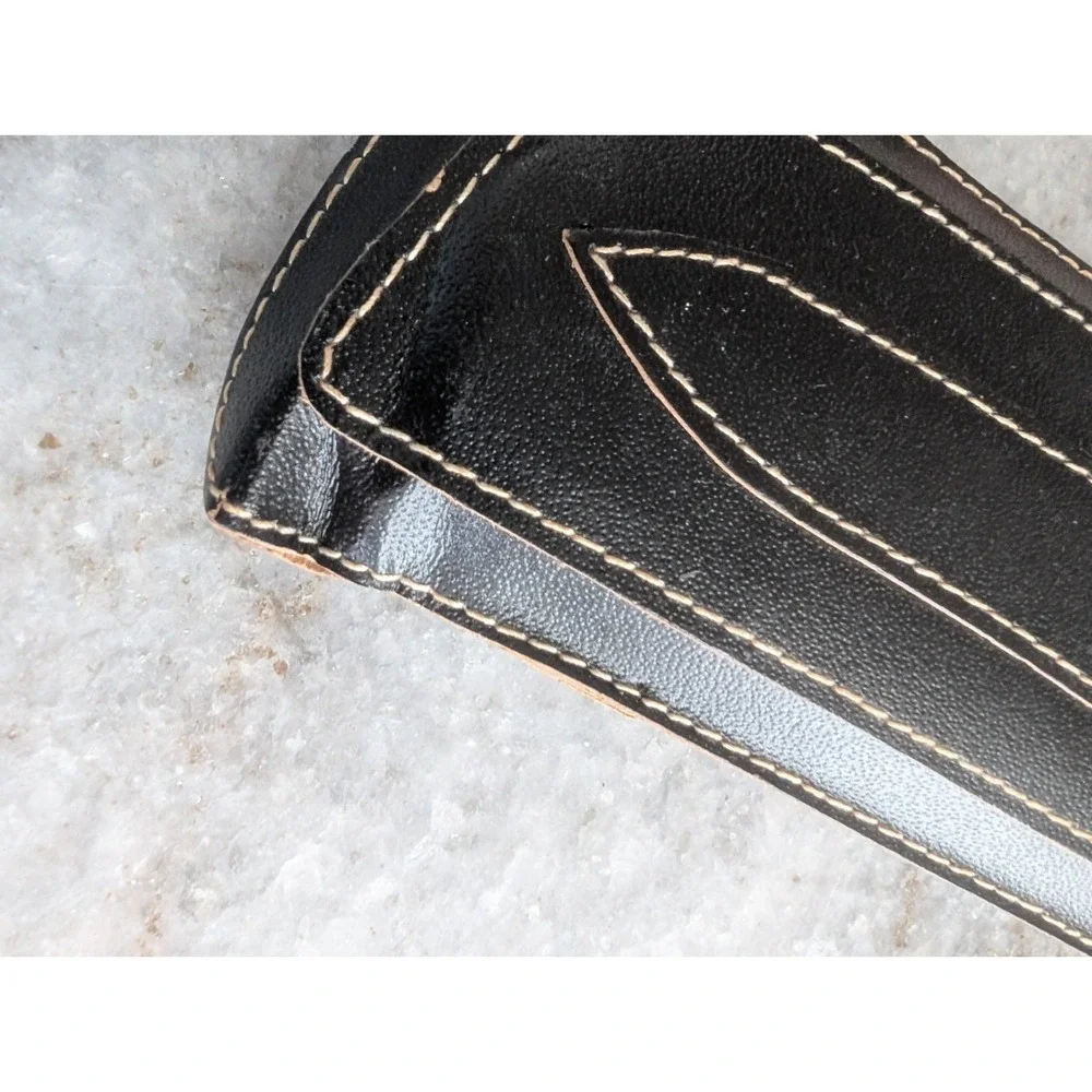 Black Leather Pouch With Snap, Made In Germany With A Small Bristle Brush